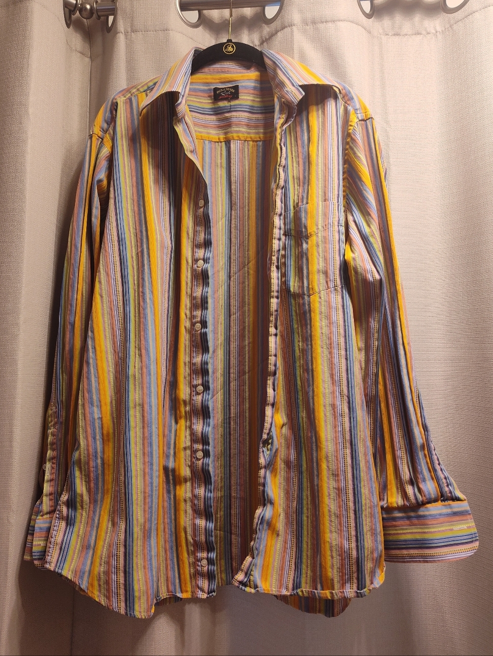 Paul & Shark Multistripe Button-Down Shirt in Yellow, Blue & Cream